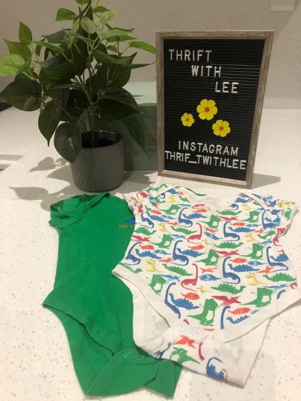 Dinosaur & Solid Green Baby Bodysuits