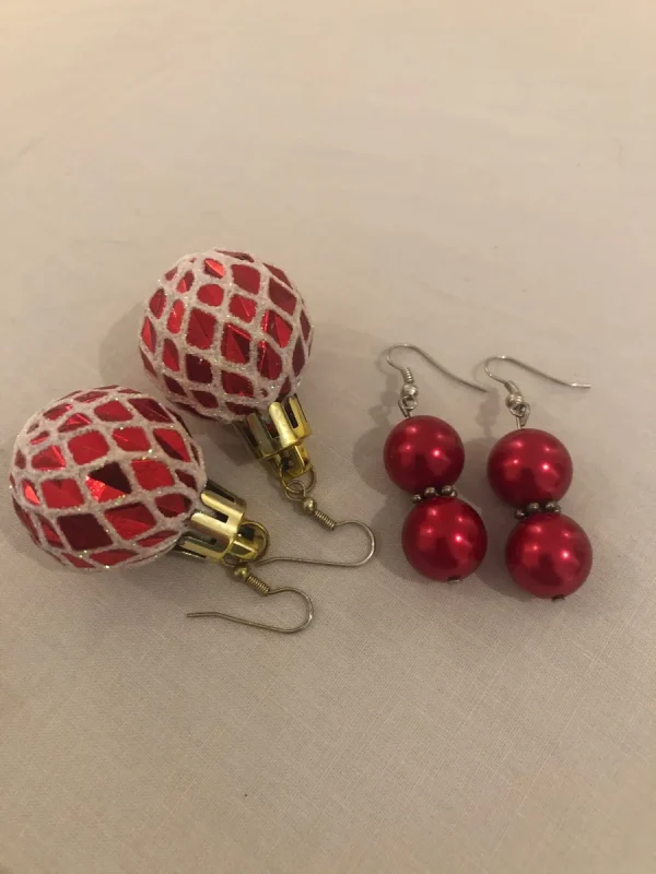 Festive Red Bauble Earrings